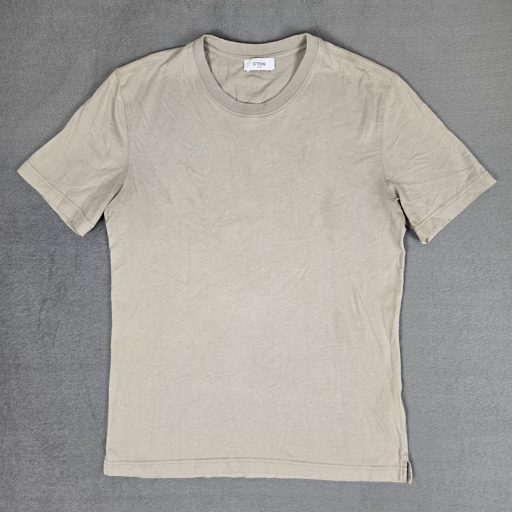 Eton T-Shirt Mens Small Beige Single Jersey Supima Cotton Luxury Minimalist